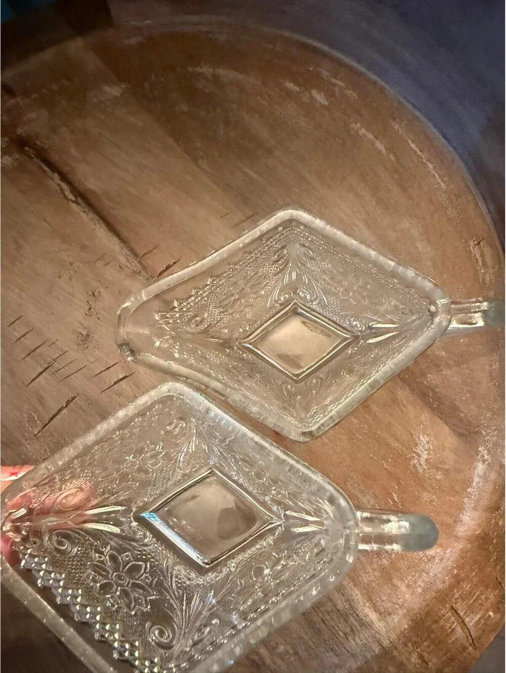 Vintage Indiana Glass Sandwich Pattern Pressed Glass Creamer and Sugar Bowl Set